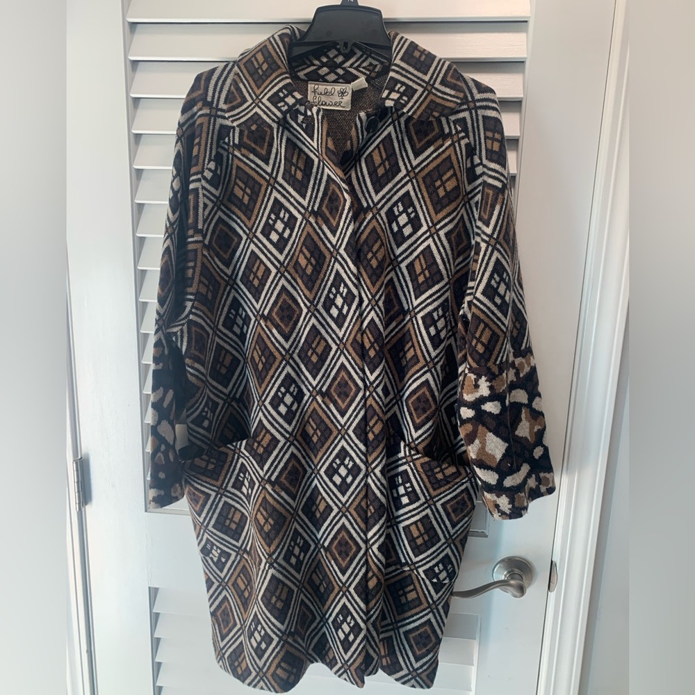 Field Flower for Anthropologie geometric print wool coat